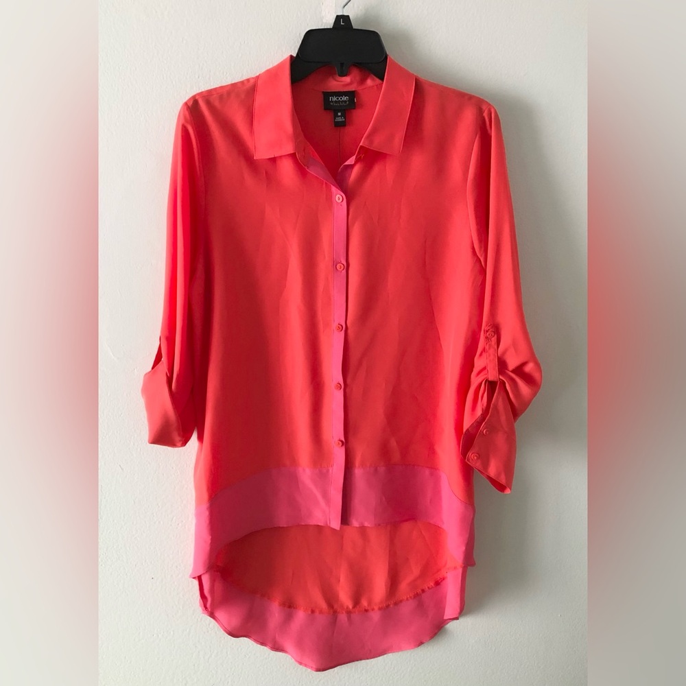 Nicole Miller High-Low Button Down Shirt NWT
